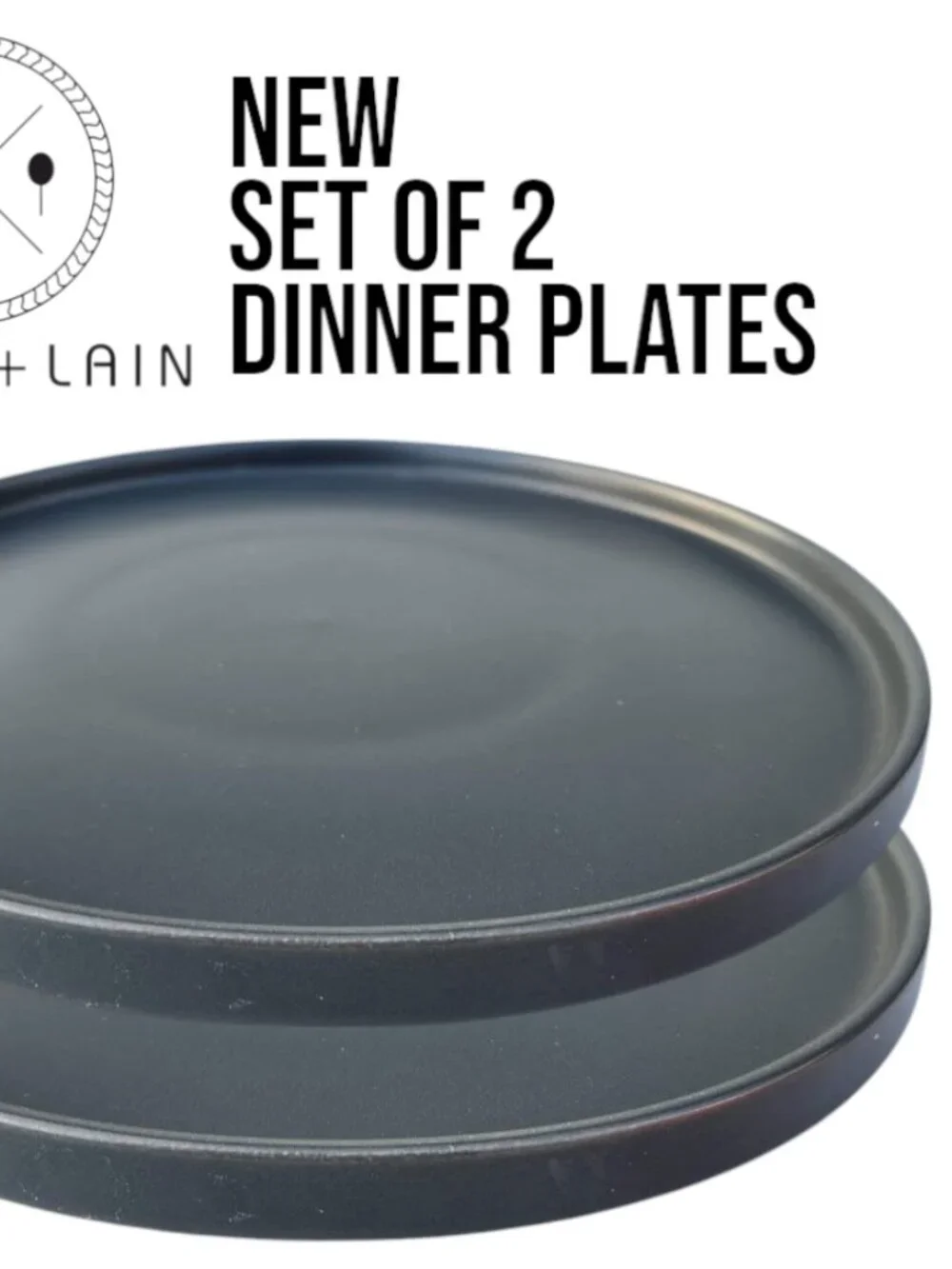 NEW 2X Stone Lain Stoneware Round Dinner Plate Dinnerware Gray Replacement Matte